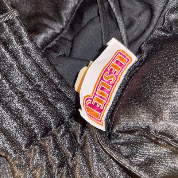 Vintage 70s Leslie J black maxi dress thin straps wide flowy dress - Picture 8 of 10